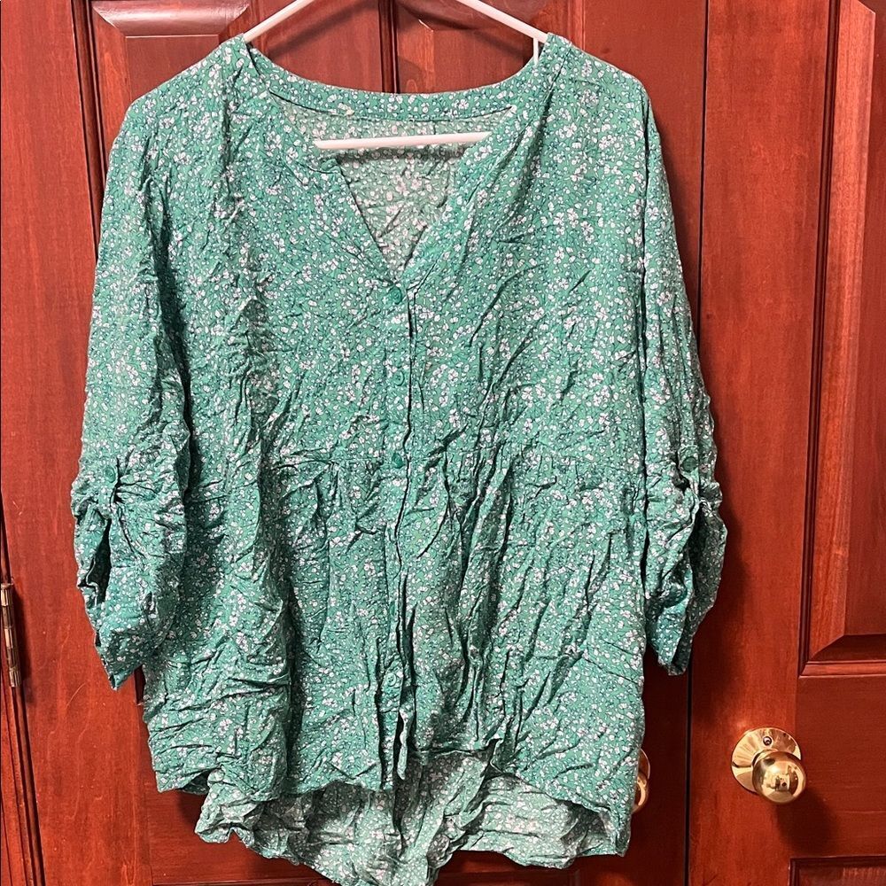 Women's Green Floral Top